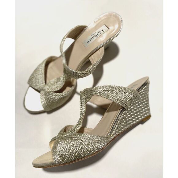 LK Bennett Shoes - LK Bennett Gold Rope Wedge Mule Shoes Womens Size 40.5 US 8